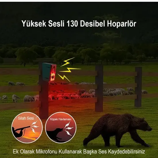 PowerMaster PM-26944 Yüksek Sesli Hayvan Kovucu Alarm Cihazı 130dB Şarjlı Solar Panelli resmi