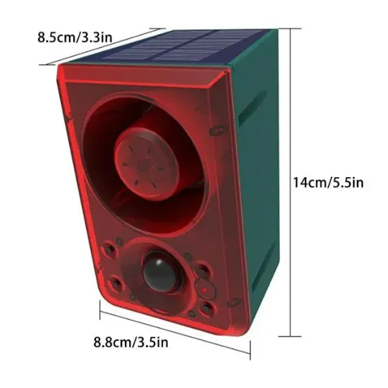 PowerMaster PM-26944 Yüksek Sesli Hayvan Kovucu Alarm Cihazı 130dB Şarjlı Solar Panelli resmi