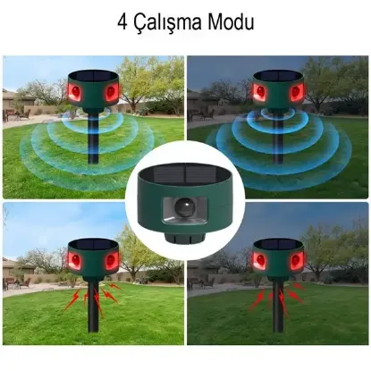 PowerMaster PM-26948 Ultrasonic Sesli Solar Hayvan Kovucu Alarm Cihazı 360 Derece Sensörlü resmi