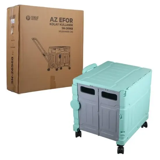 Sunup SN-26968 Katlanabilir Market Pazar Kamp Tekerlekli Alışveriş Arabası 60KG Kapasiteli resmi