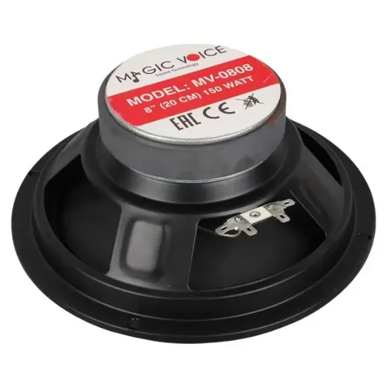 MagicVoice MV-0808 8" 20cm 150 Watt Tekli Metal Kasa Oto Hoparlör (MV-3408 Amfi Uyumlu) resmi