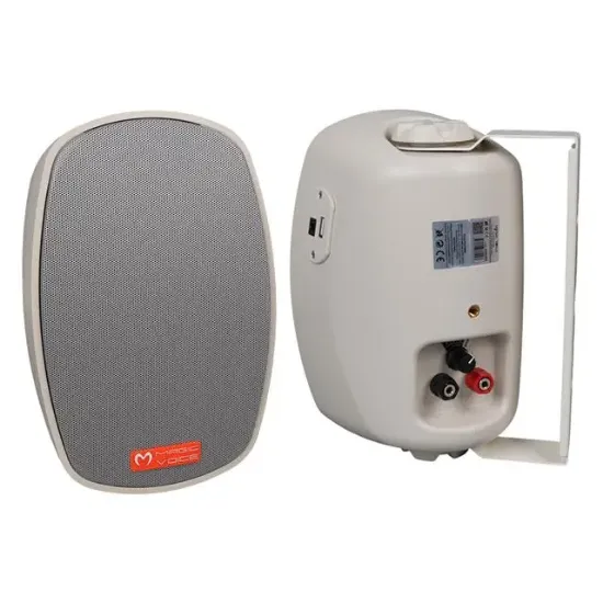 MagicVoice MV-22 12 CM 40 Watt Komütatörlü Hat Trafolu Krem Beyaz Sütun Hoparlör (2'li Takım) resmi