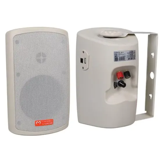 MagicVoice MV-36 11 CM 50 Watt Komütatörlü Hat Trafolu Krem Beyaz Sütun Hoparlör (2'li Takım) resmi