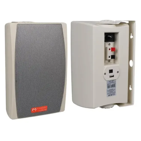 MagicVoice MV-24 13 CM 50 Watt Komütatörlü Hat Trafolu Krem Beyaz Sütun Hoparlör (2'li Takım) resmi