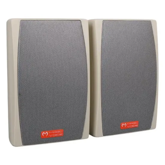 MagicVoice MV-24 13 CM 50 Watt Komütatörlü Hat Trafolu Krem Beyaz Sütun Hoparlör (2'li Takım) resmi