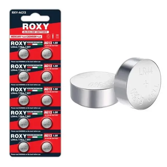 Roxy RXY-AG13 LR44/1154/357 1.5 Volt Alkaline Düğme Pil (10'LU Paket) resmi