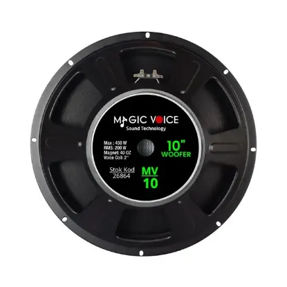 Magicvoice MV-10 Maks. 450 Watt / Rms 200 Watt 10” Siyah 25 Cm Woofer Yedek Hoparlör  resmi