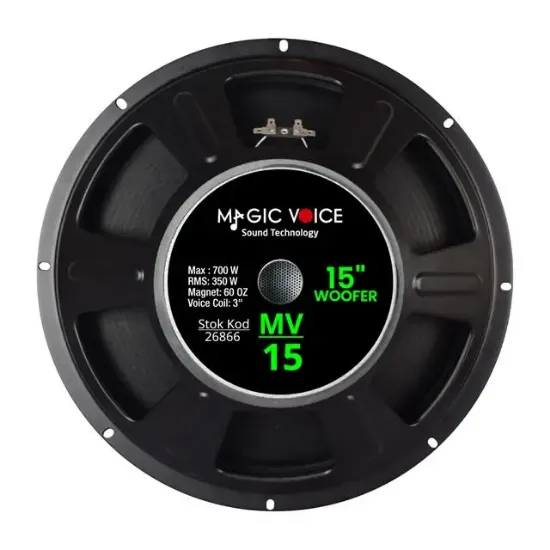 Magicvoice MV-15 Maks. 700 Watt / Rms 350 Watt 15” Siyah 38 Cm Woofer Yedek Hoparlör resmi