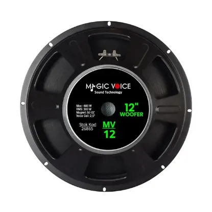 Magicvoice MV-12 Maks.600 Watt / Rms 300 Watt 12” Siyah 30 Cm Woofer Yedek Hoparlör resmi
