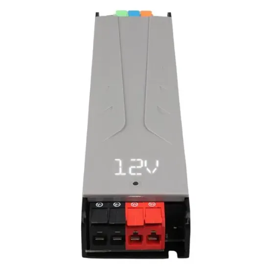 PowerMaster PM-26845 12/24/36/48 Volt 9 Amper 300 Watt Metal Kasa Kademeli Adaptör Voltaj Göstergeli 218x51x27mm resmi