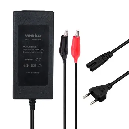Weko 12.6 Volt - 3 Amper Krokodil Uçlu Ledli Yerli Üretim Masaüstü Şarj Adaptörü resmi