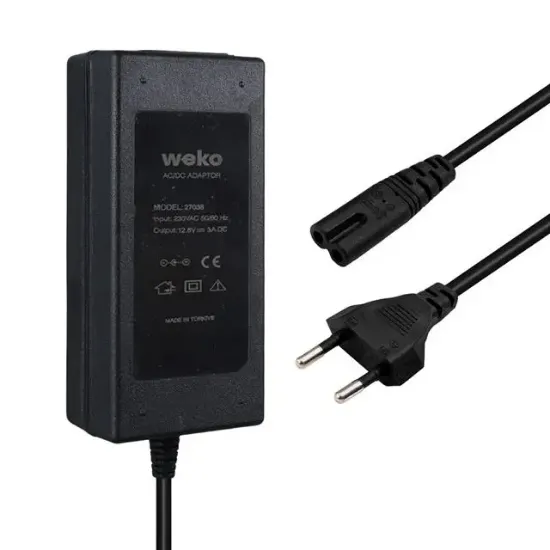 Weko 12.6 Volt - 3 Amper Krokodil Uçlu Ledli Yerli Üretim Masaüstü Şarj Adaptörü resmi