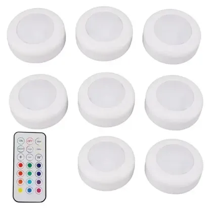 PowerMaster PM-27186 Led Mobilya Merdiven Pilli Aydınlatma 3M Yapışkanlı Kumandalı RGB + 4000K (8'li Paket) resmi
