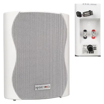 MagicVoice F-LHY4S 4" (10 CM) Hat Trafolu Duvar Tipi Sütun Hoparlör (10W RMS / 150W Peak - MP3 USB Uyumlu) - Beyaz resmi