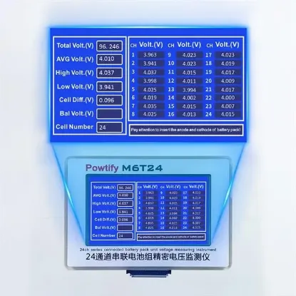 Powtify M6T24 24S Kanallı Yüksek Hassasiyetli Lityum Batarya Gerçek Zamanlı Voltaj Analizörü resmi