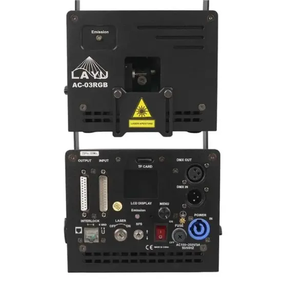 Layu AC-03RGB 3 Watt RGB Lazer 25Kpps Double Safety Design SD Card DMX ILDA Analog resmi