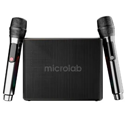 Microlab M60 Vega 100W RGB 2 Adet Kablosuz Mikrofonlu Bluetooth Karaoke Hoparlör (15.000mAh Batarya) resmi