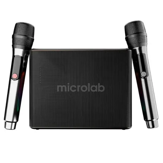 Microlab M60 Vega 100W RGB 2 Adet Kablosuz Mikrofonlu Bluetooth Karaoke Hoparlör (15.000mAh Batarya) resmi