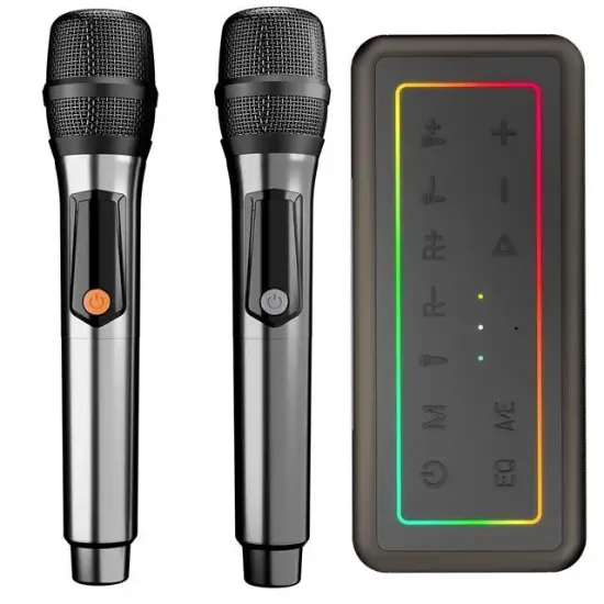 Microlab M60 Vega 100W RGB 2 Adet Kablosuz Mikrofonlu Bluetooth Karaoke Hoparlör (15.000mAh Batarya) resmi