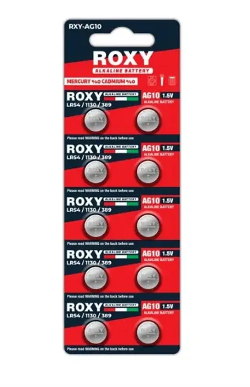 Roxy RXY-AG10 1.5 Volt LR54/1130/189/389 Alkalin Düğme Pil (10'LU Paket) resmi