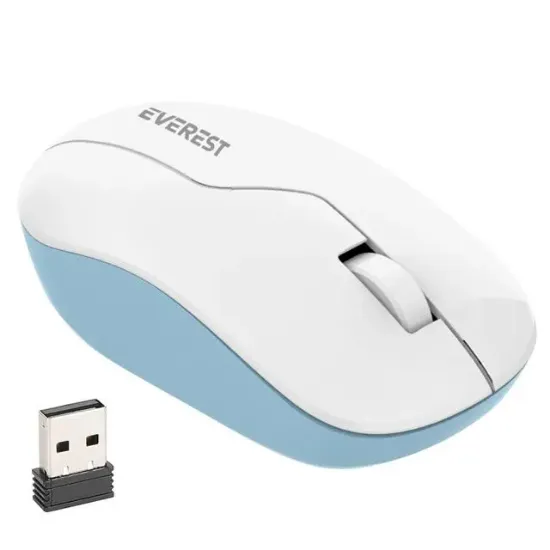 Everest SMW-973 USB Beyaz-Mavi 2.4Ghz 1200DPI Kablosuz Optik Mouse 5 Metre Menzilli resmi