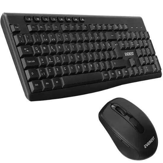 Everest KM-719 Siyah 2in1 Kablosuz Q Multimedia Klavye + Mouse Set resmi