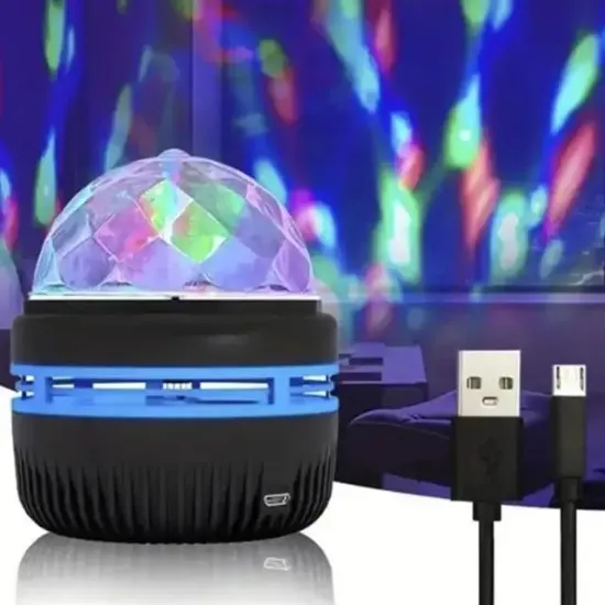 Ledx YQX-6888 Mini Usb'li 3 Watt Şarjlı Sihirli Rgb Led Disko Topu resmi
