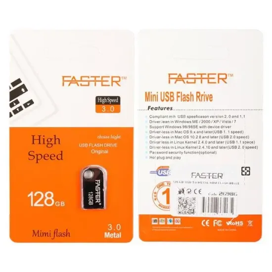 Faster 128 GB Mimi Serisi USB 3.0 Yüksek Hızlı Metal Flash Bellek resmi