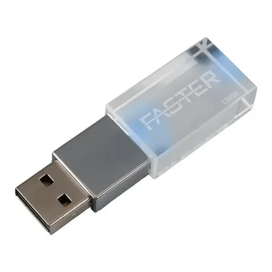Faster 128 GB Mimi Serisi USB 3.0 Yüksek Hızlı Mavi Işıklı Metal Flash Bellek resmi
