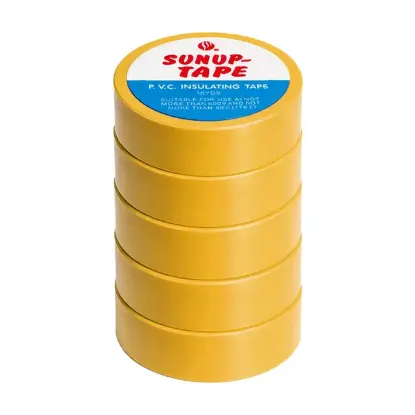 Sunup SN-27921 Sarı 0.13x18mm İzole PVC Elektrik Yalıtım Bant (5'li Paket) resmi