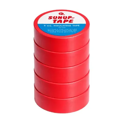 Sunup SN-27920 Kırmızı 0.13x18mm İzole PVC Elektrik Yalıtım Bant (5'li Paket) resmi