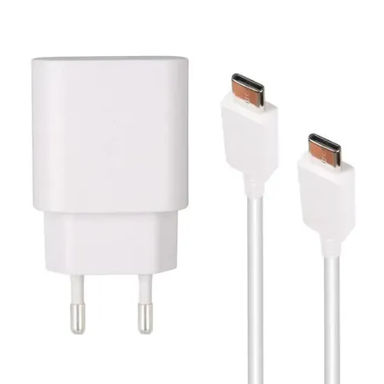 Weko WK-27878 Note10 Beyaz 25 Watt Şarj Başlık Adaptörü + Type-C To Type-C Kablo resmi