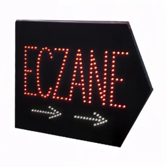 PowerMaster PM-28338 Eczane SMD LED Tabelası Sağ OK Yönlü Kırmızı-Beyaz Suya Dayanıklı 345x465mm resmi