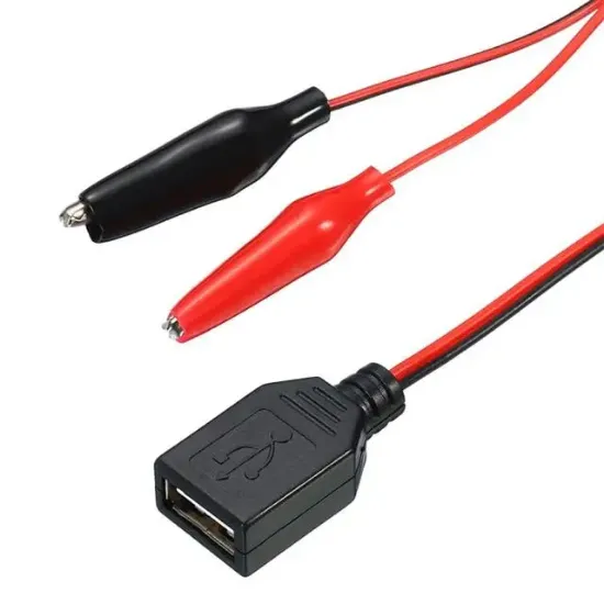Powermaster PM-28659 USB Dişi - Küçük Krokodil Uçlu 5V 2A Test Kablosu 60 CM resmi