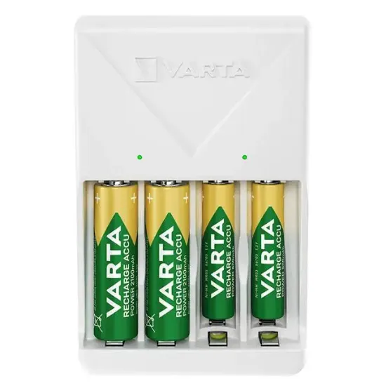 Varta Plug AA/AAA Kalem Pil Şarj Cihazı Aleti - 4 Adet 2100mAh AA HR6 NI-MH Şarj Edilebilir Pil Hediyeli resmi