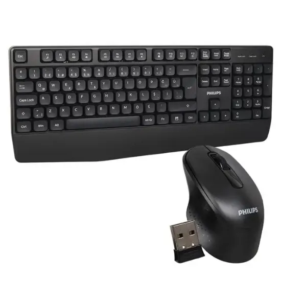 Philips SPT6348B USB Kablosuz Ofis Tipi Siyah Numpadli Türkçe Q Klavye Mouse Seti resmi