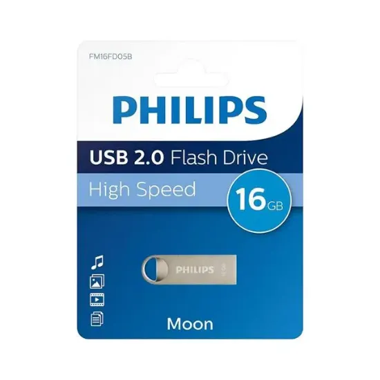 Philips FM16FD160B/00 16GB Klasik Gümüş Moon USB 2.0 Metal Flash Bellek resmi