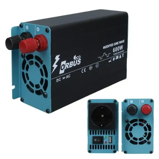 Orbus ORB600M DC 12V - 220V AC 600W/1200W Modified Sinus Sine Wave Inverter resmi