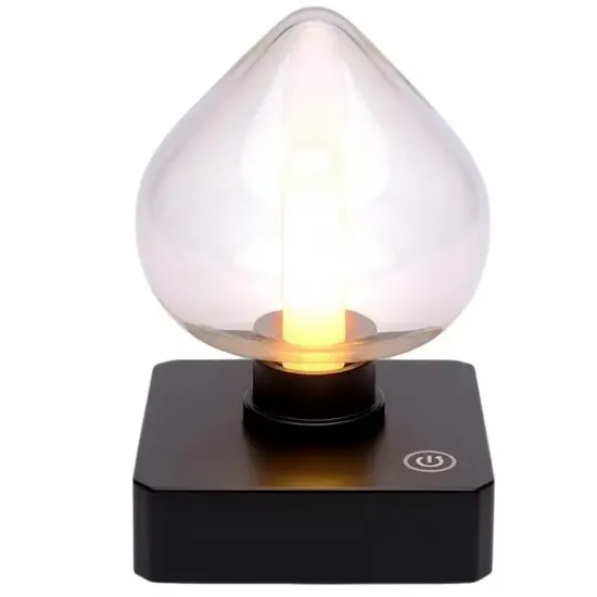 Ledx YQX-ANL95-B03 Amber Renkli Alev Efektli Dokunmatik Masa Lambası 800mAh Şarjlı (Şeffaf Kalpli) resmi