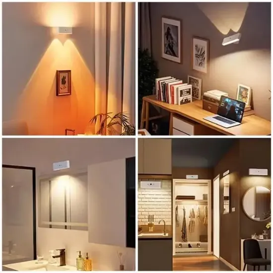 Ledx SK-BD188F Çift Yönlü Hareket Sensörlü Dekoratif Şarjlı Duvar Aplik 2 Mercekli 15 Smd Ledli 3000K-4000K-6500K resmi