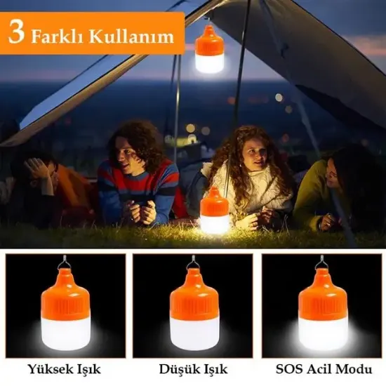 Ledx LN-OR30G 30 Watt TYPE-C Şarjlı Taşınabilir Asma Kancalı Kamp Çadır Lambası 6500K 1200mAh 3 Modlu ABS Malzeme resmi