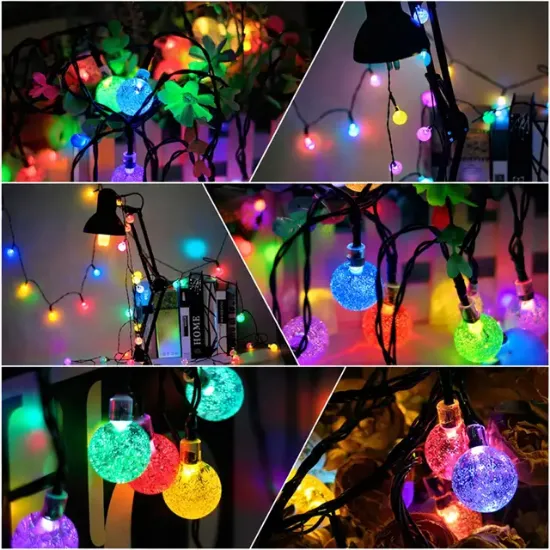 PowerMaster PM-29080 Solar Balon LED Dekoratif Bahçe Lambası 12M 100 Adet Çok Renkli Animasyonlu Dış Mekan LED Işık Zinciri resmi