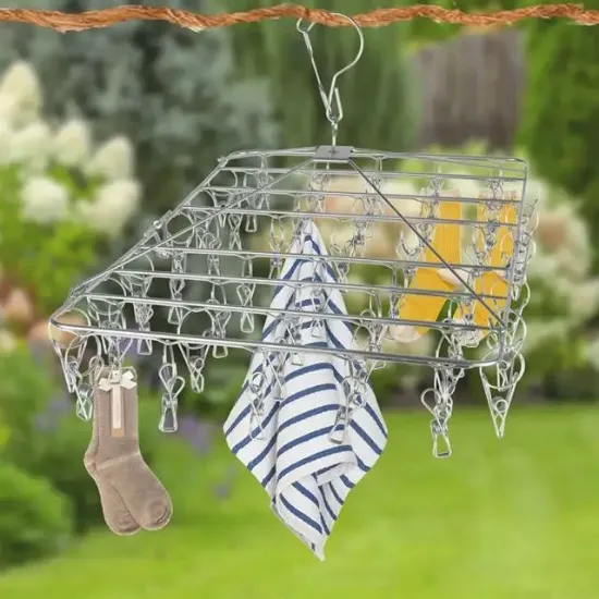 Sunup SN-29188 Metal Çorap Askısı 30 Mandallı Paslanmaz Çelik İç Çamaşırı Kurutma Askılığı resmi