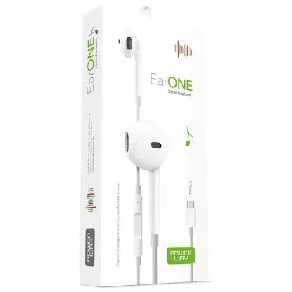 Powerway Earone Mikrofonlu Kablolu Kulaklık TYPE-C Çıkışlı Tüm Cihazlarla Uyumlu Stereo resmi