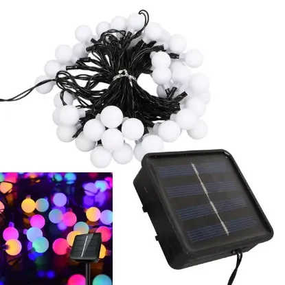 Winnboss EKL-12 7 Metre 50 Top Ledli Renkli 8 Modlu Solar Panelli Dış Mekan Aydınlatma Led 5 Watt resmi