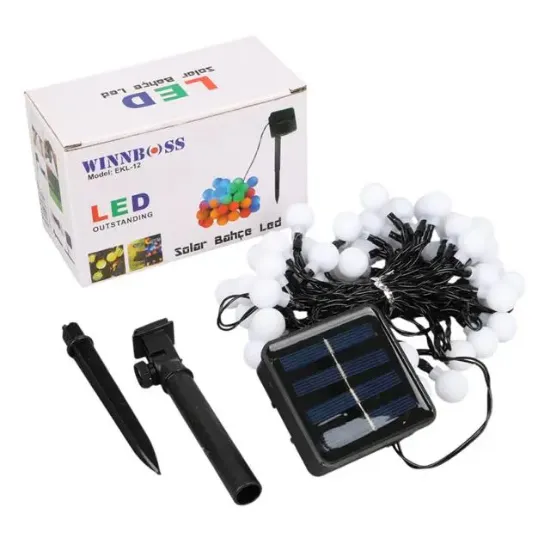 Winnboss EKL-12 7 Metre 50 Top Ledli Renkli 8 Modlu Solar Panelli Dış Mekan Aydınlatma Led 5 Watt resmi