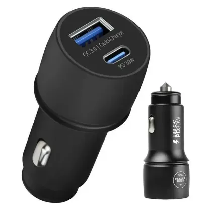 Powerway CC34 30W PD + QC 3.0 Çift Çıkışlı Metal Araç Çakmaklık Hızlı Şarj Aleti Cihazı resmi