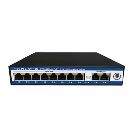 Novacom NVC-PSE0820G 100/1000MB 8 Port POE + 2 Port Uplink Switch resmi