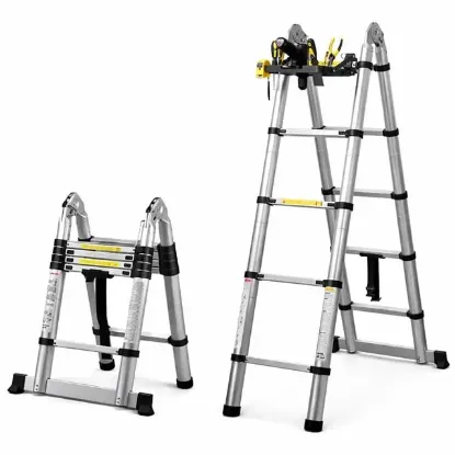 Sunup SN-29681 1.9+1.9 Metre Teleskopik Merdiven Karavan & Tekne Katlanır Alüminyum resmi