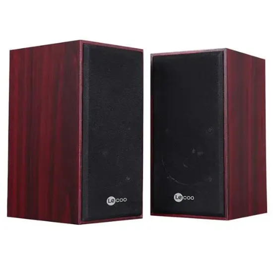 Lenovo Lecoo DS105 6W Ahşap Gövdeli Masaüstü Stereo Hoparlör - USB + 3.5mm Jack Girişli PC Hoparlörü resmi